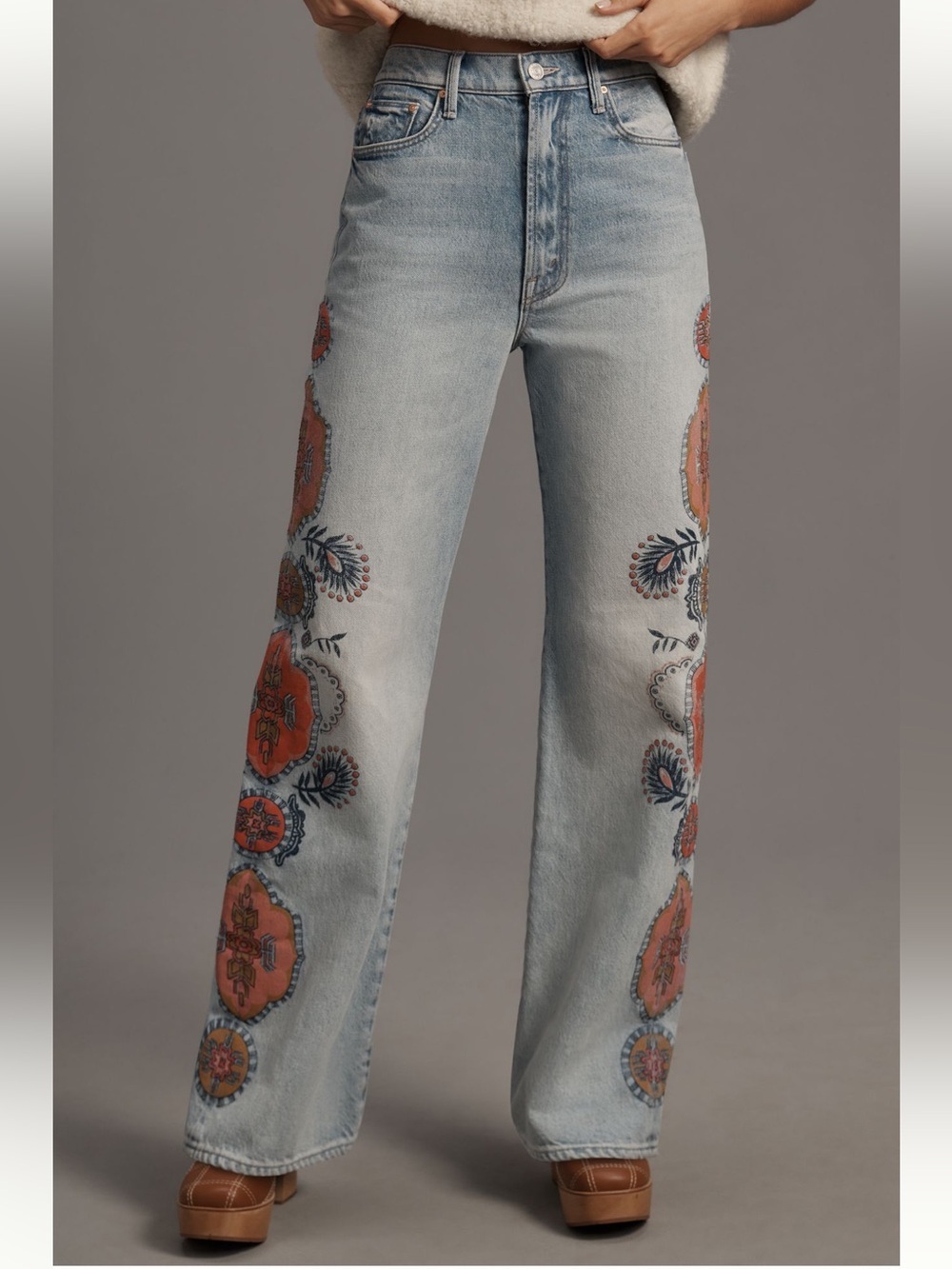 MOTHER Lil' Maven Sneak Wide Leg High Rise Jeans Size 24 In Side To Side